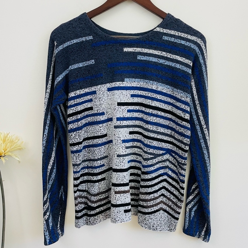 NIC + ZOE Broken Stripes Fall Shirt, Geometric/Modern Print